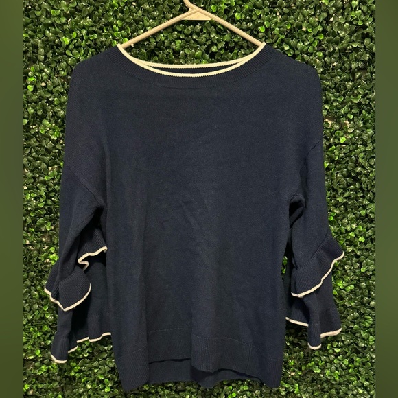Draper James Sweaters - DRAPER JAMES CASHMERE RUFFLED SLEEVE SWEATER